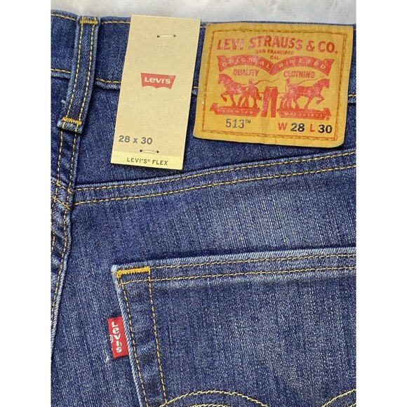 Levi's 513 28 X 30 Slim Straight Men's Jeans Dark Acid Distressed Flex Stretch - Picture 8 of 11